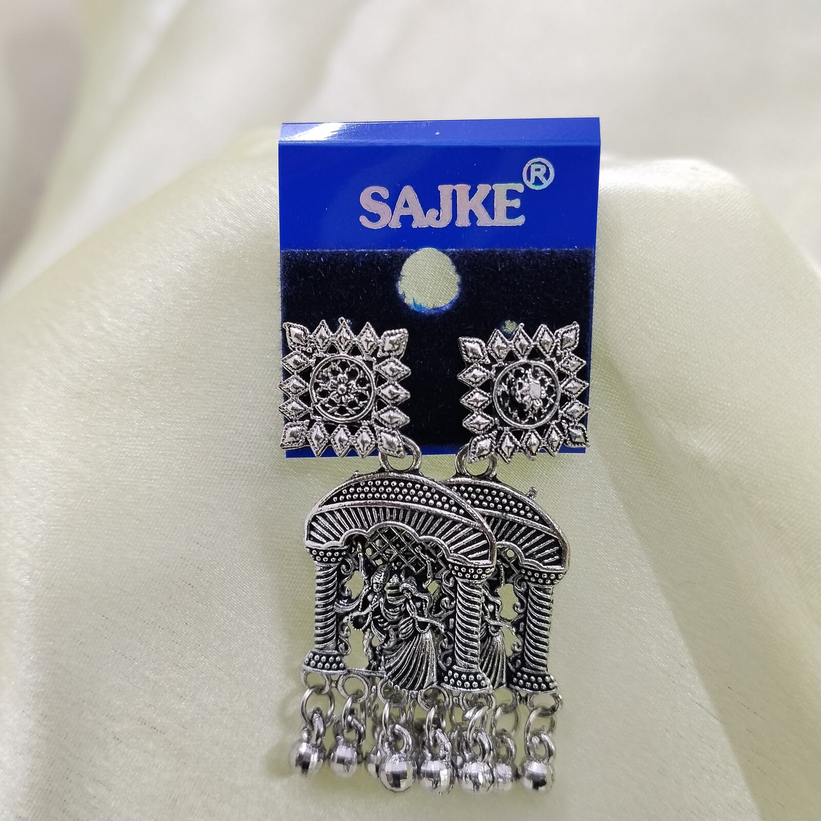 Oxidised Radha Krishna Jhumki