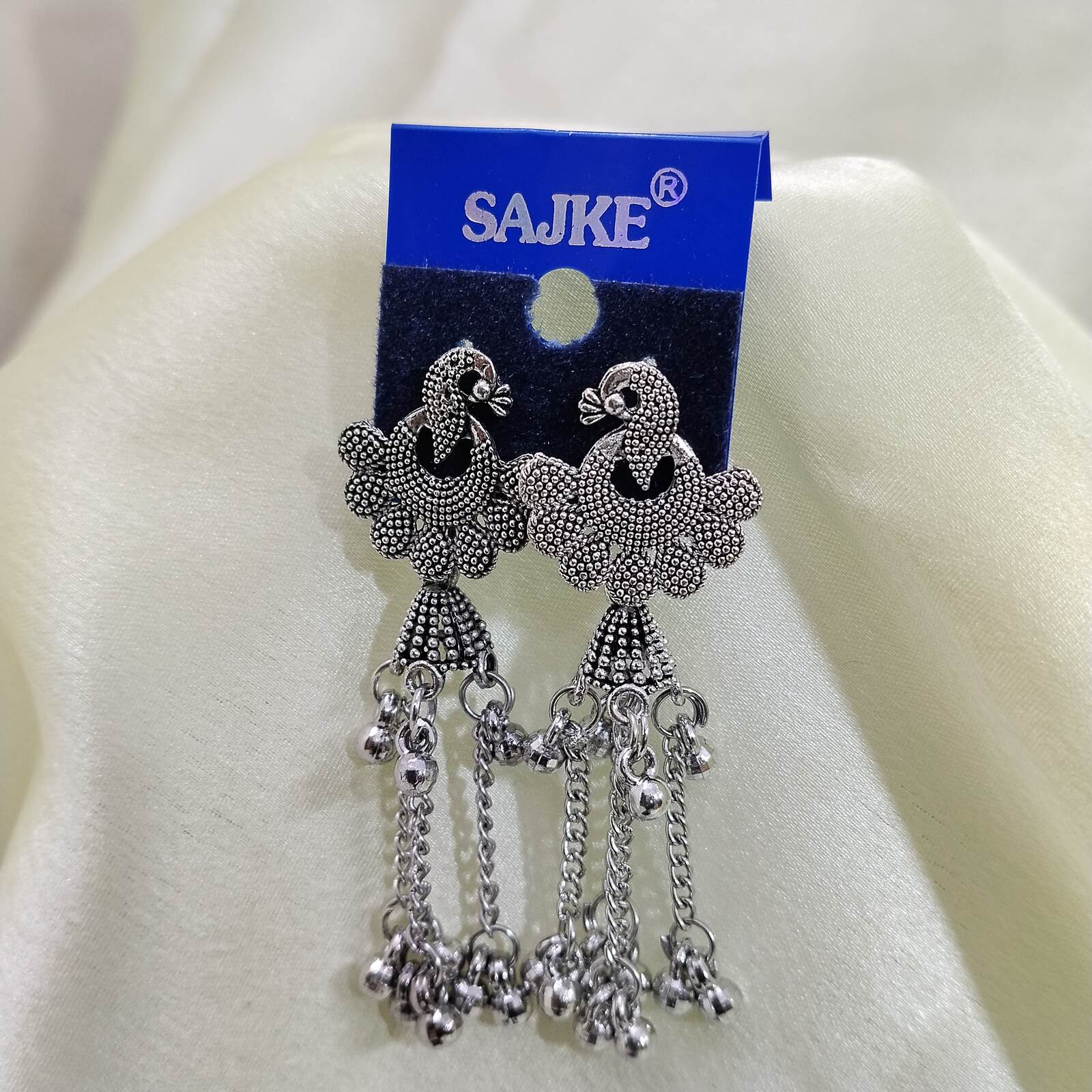 Oxidised Peacock Jhumki