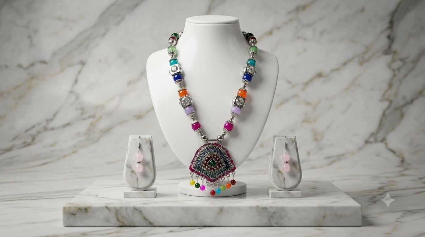 Oxidised Pearl Set - 8
