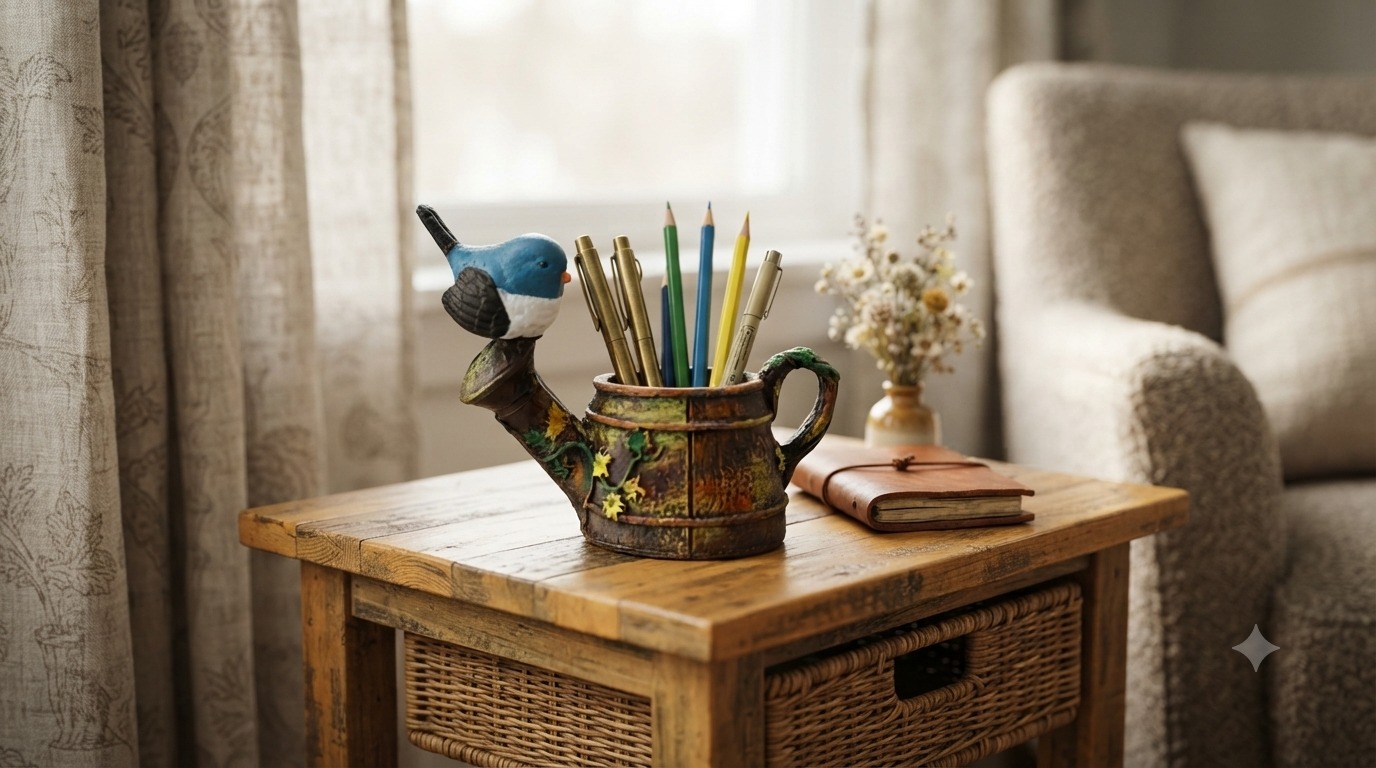 Cute Bird Watering Can Planter And Pen Holder