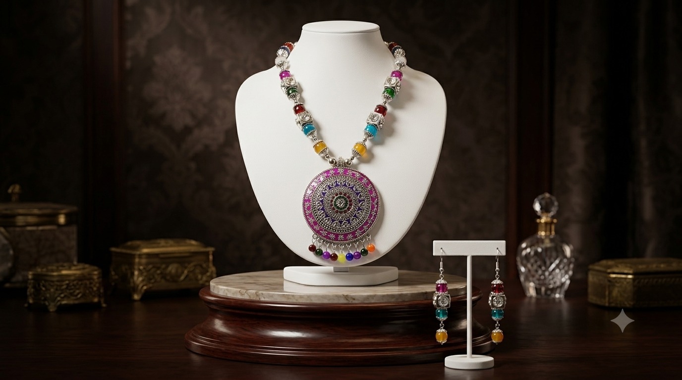 Oxidised Pearl Set - 11