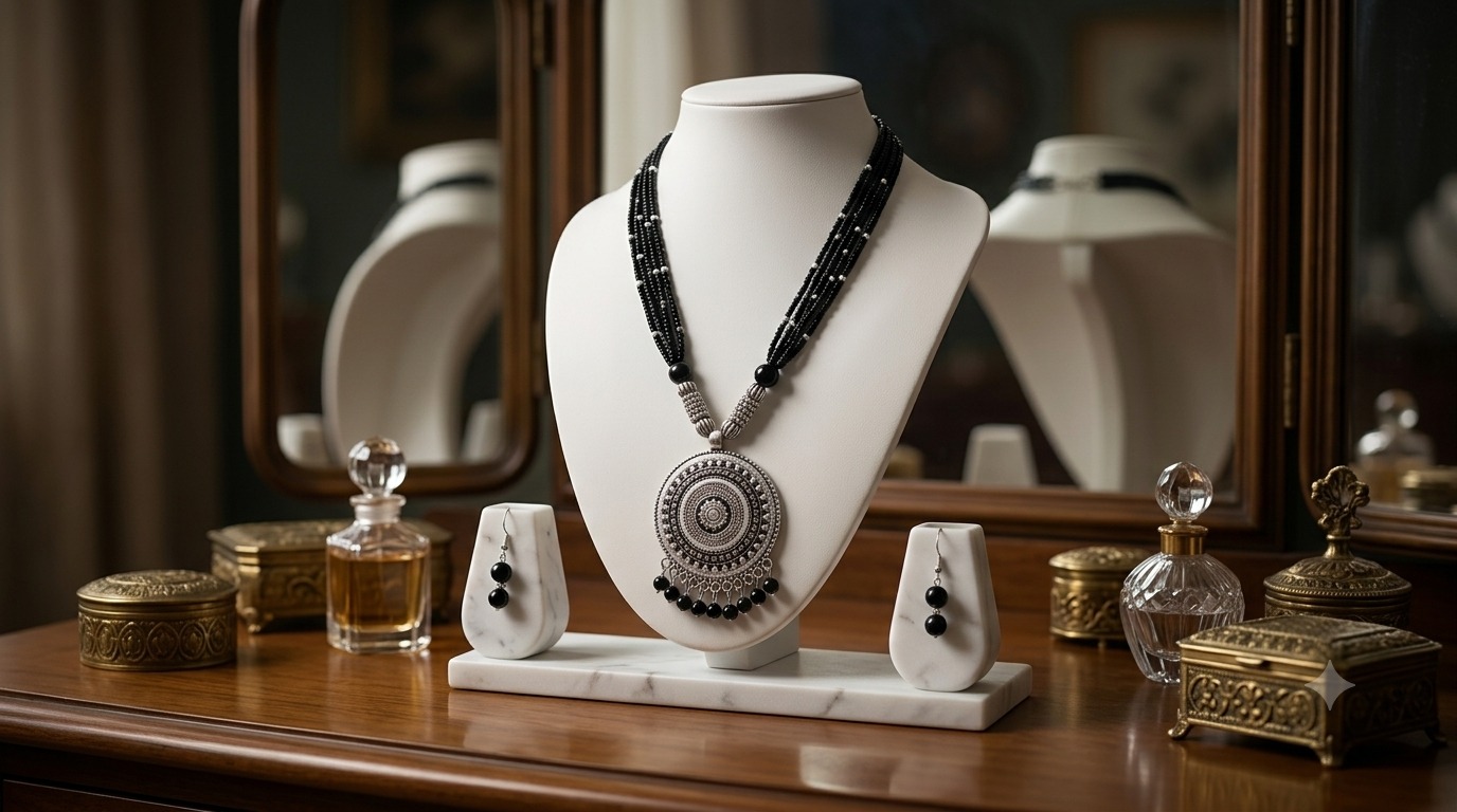 Oxidised Pearl Set - 5