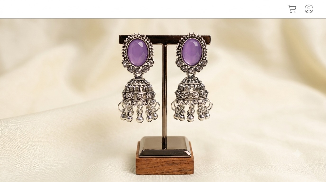 Purple Oxidised Jhumka