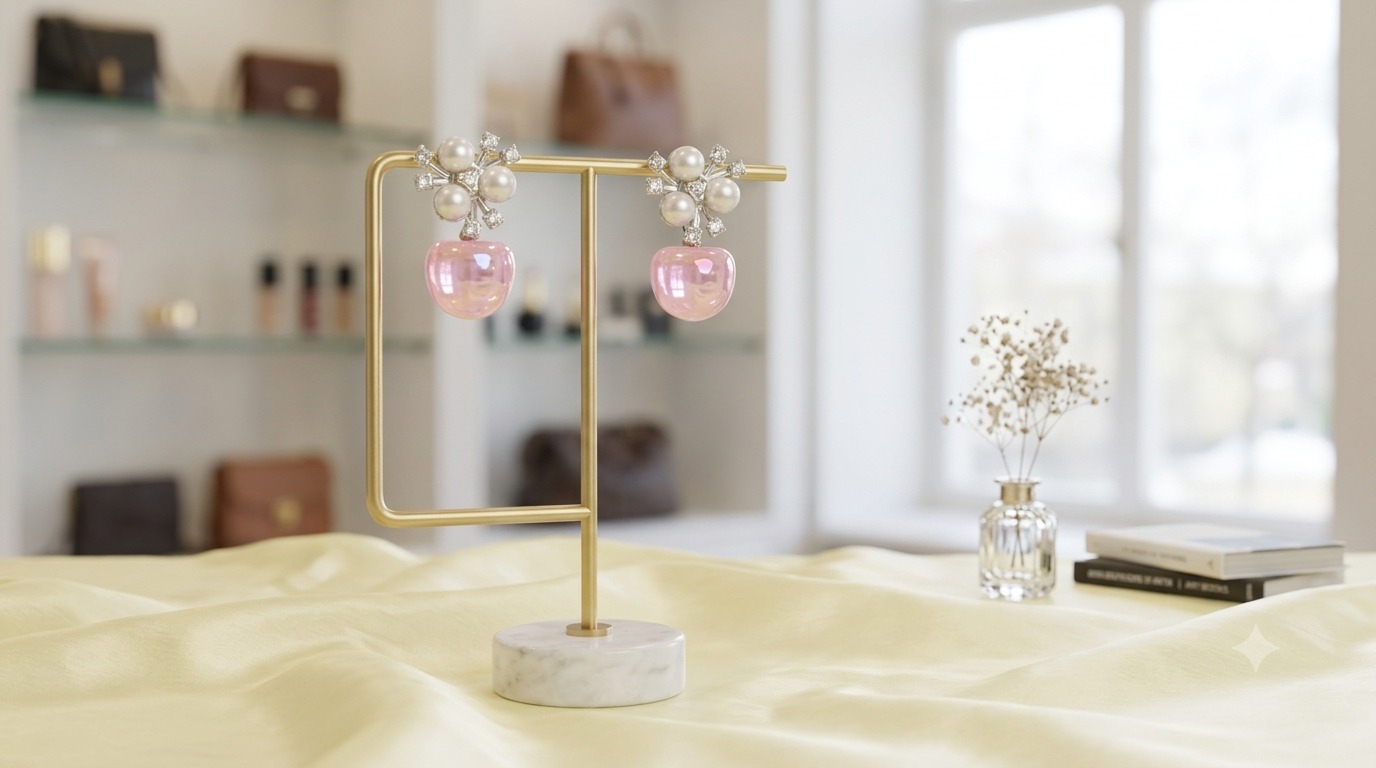 Pink Cherry Drop Earrings