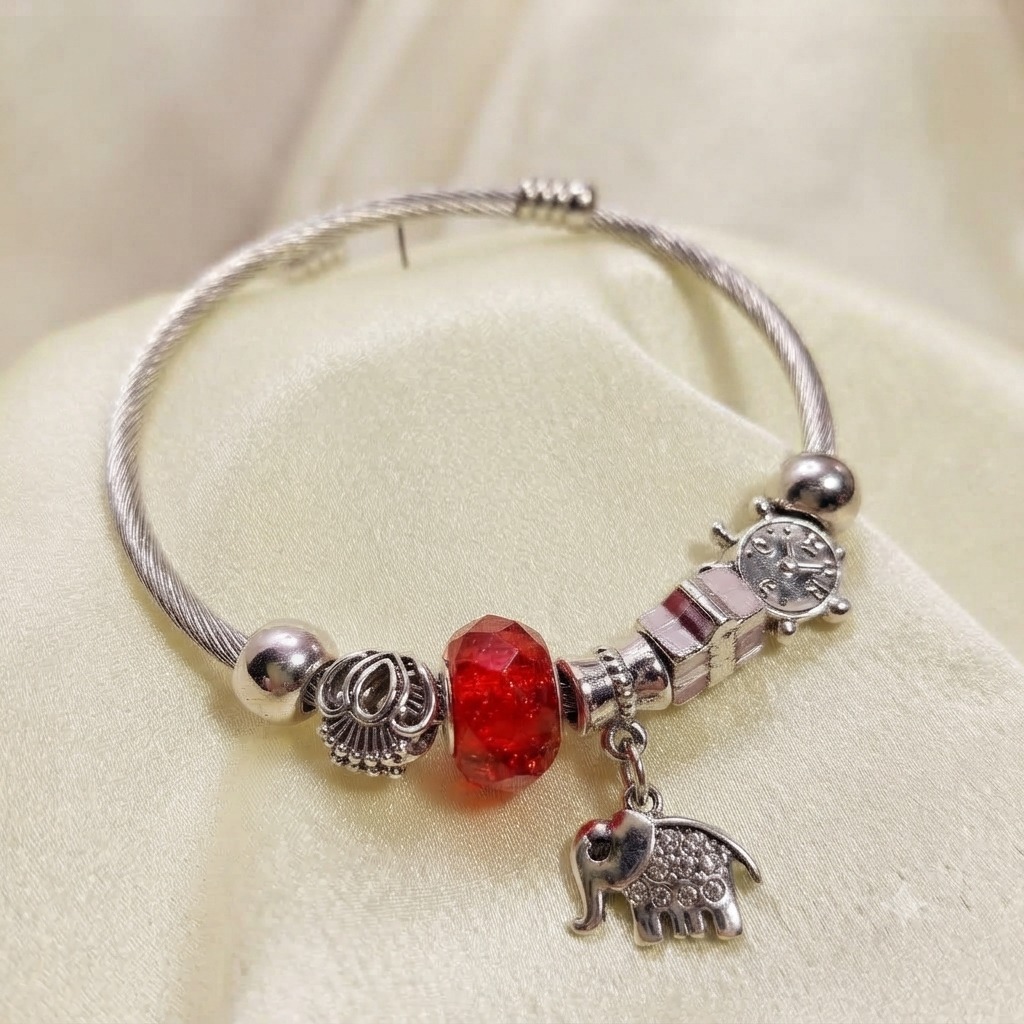 Adjustable Oxidised Charms Bracelet Pattern 4