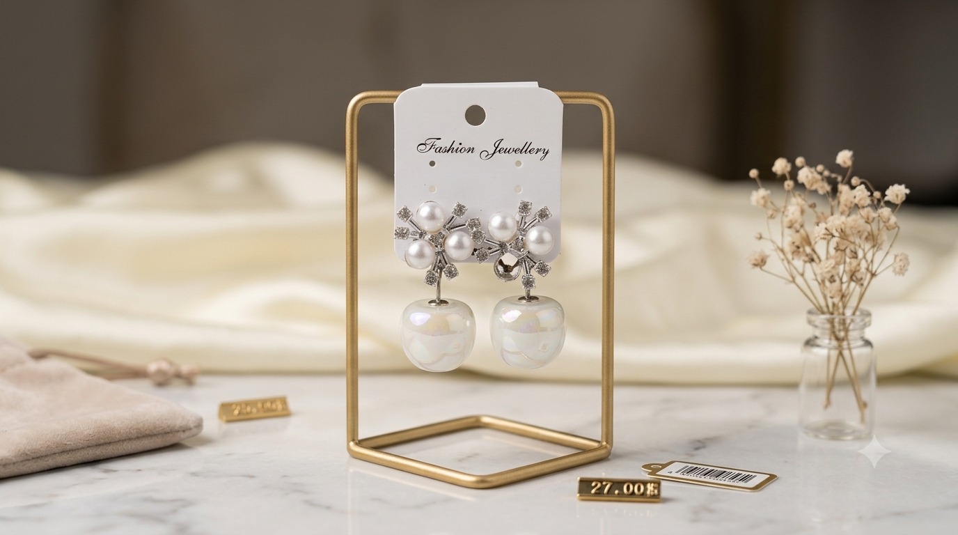 White Cherry Drop Earrings