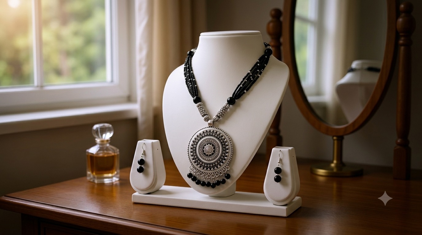 Oxidised Pearl Set - 16