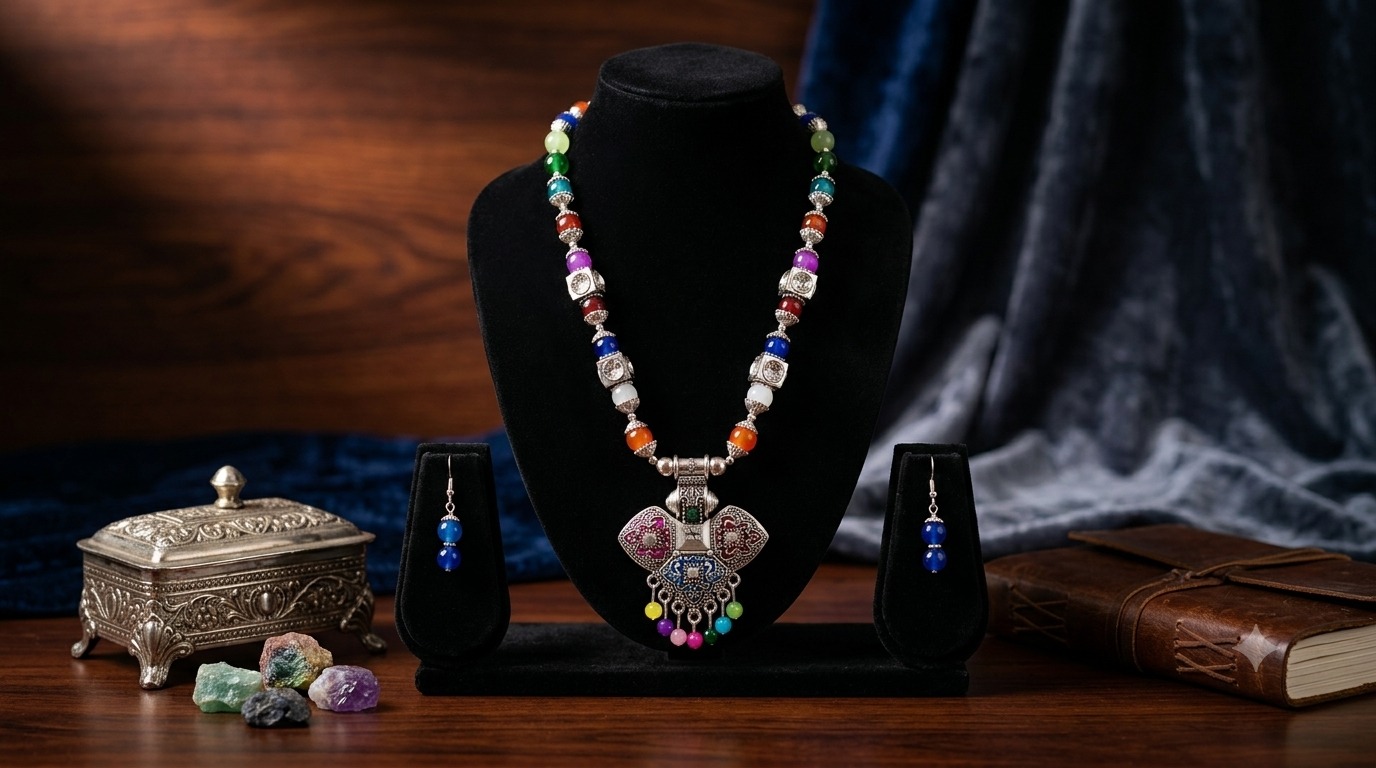 Oxidised Pearl Set - 13
