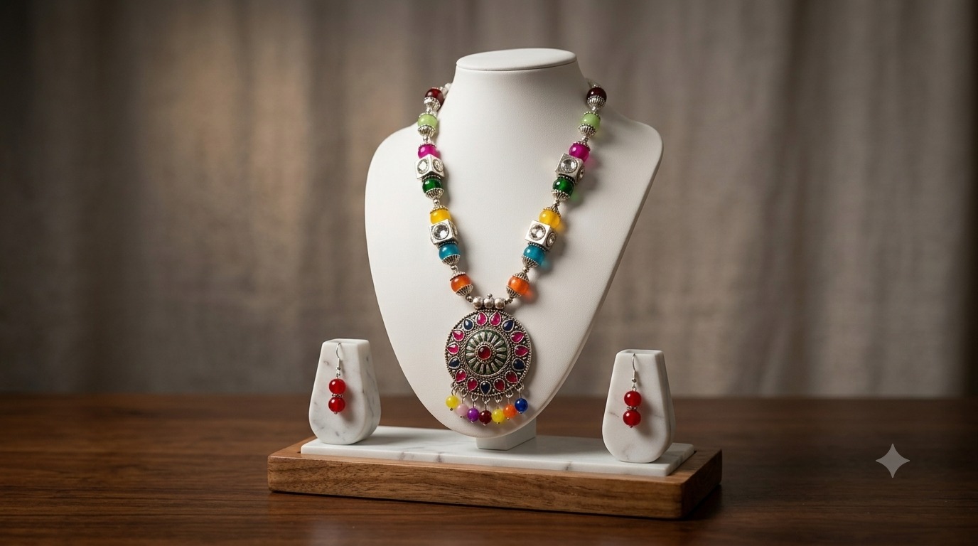 Oxidised Pearl Set - 9