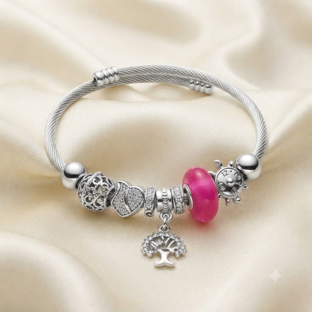Adjustable Oxidised Charms Bracelet Pattern 1