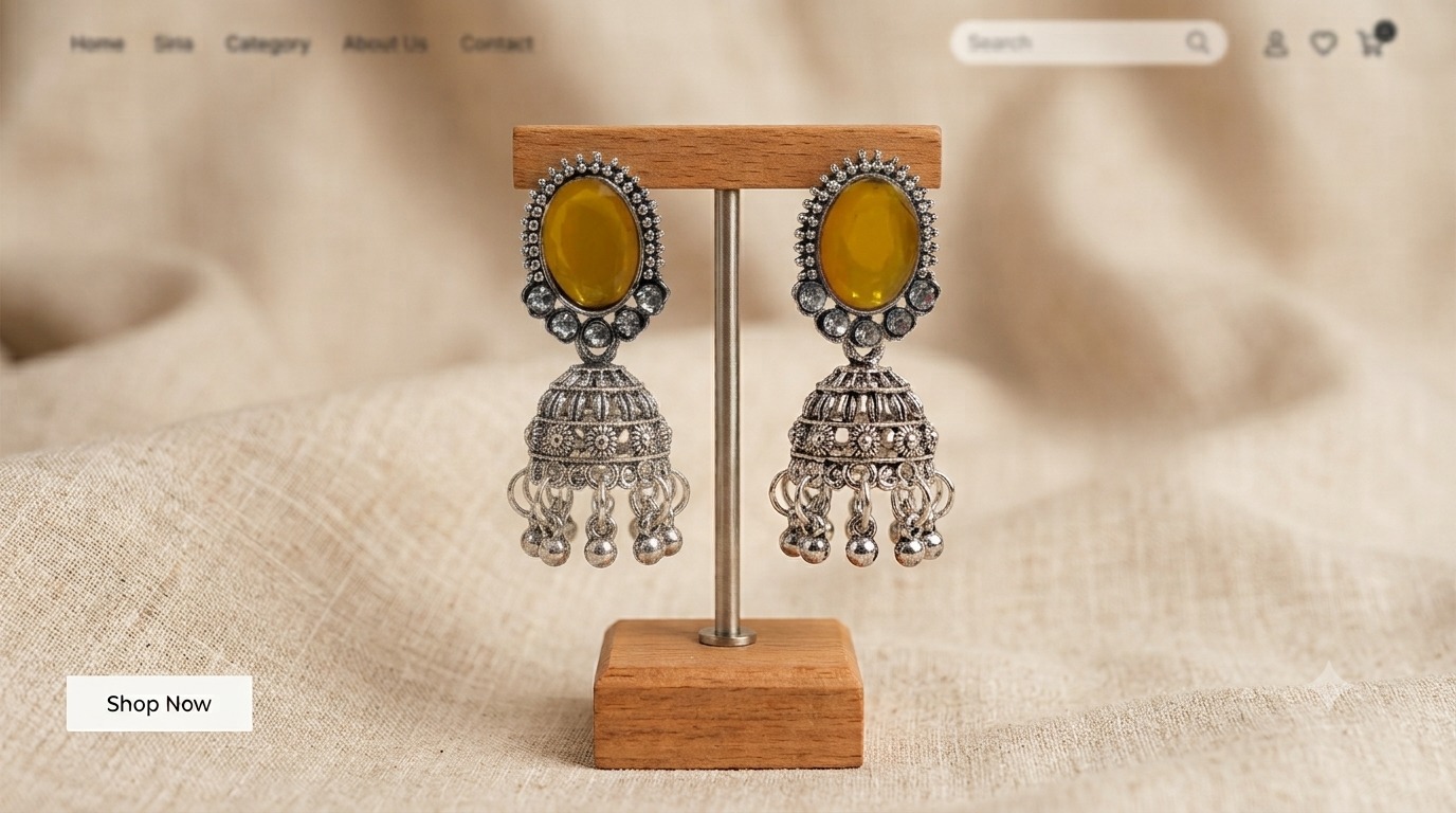 Yellow Oxidised Jhumka